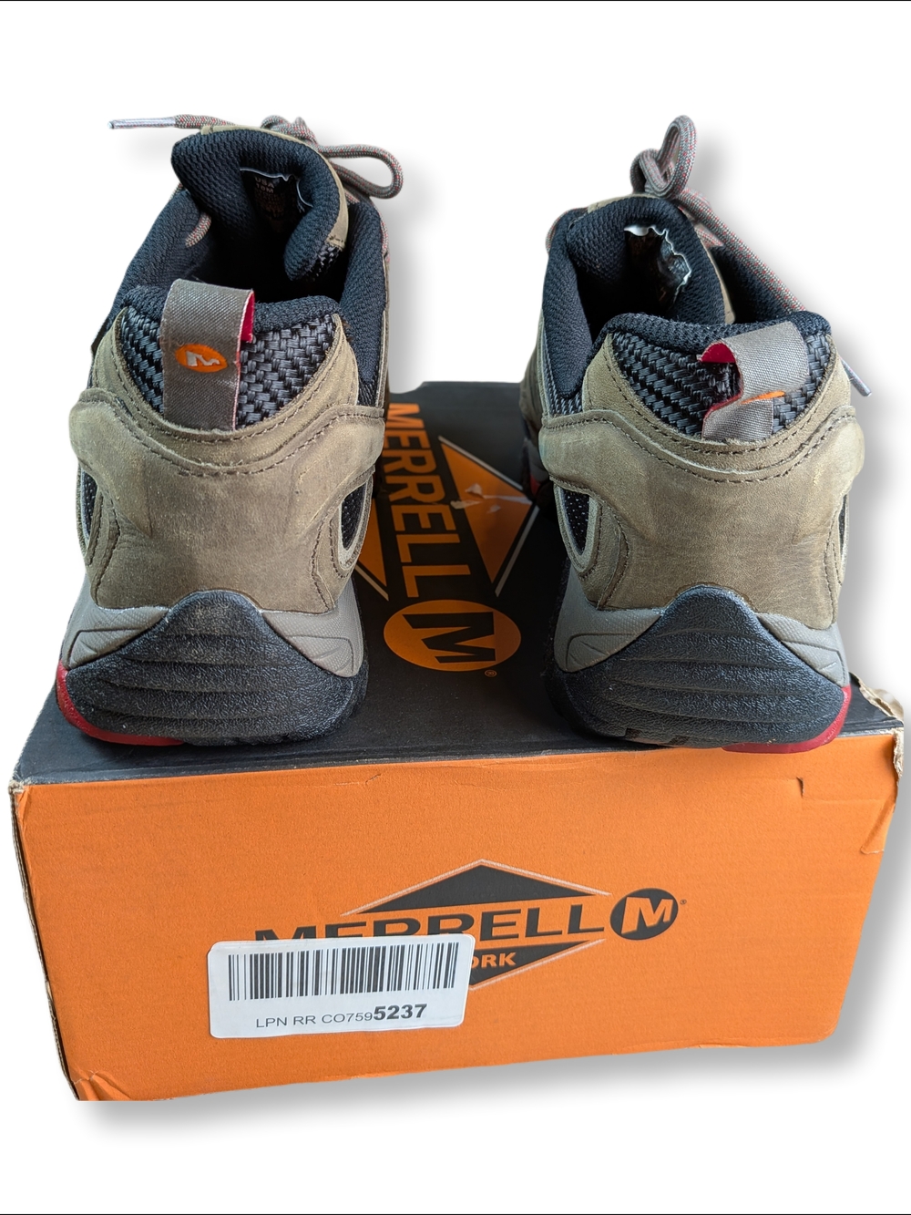 👀 Merrell Moab 2 Vent WTPF CT Comp Toe Work Shoe Boots Size 10 J15774 Boulder - Picture 6 of 9